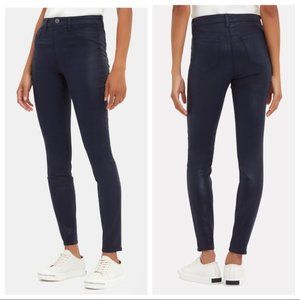 L'AGENCE MARGUERITE NAVY COATED SKINNY JEANS 25